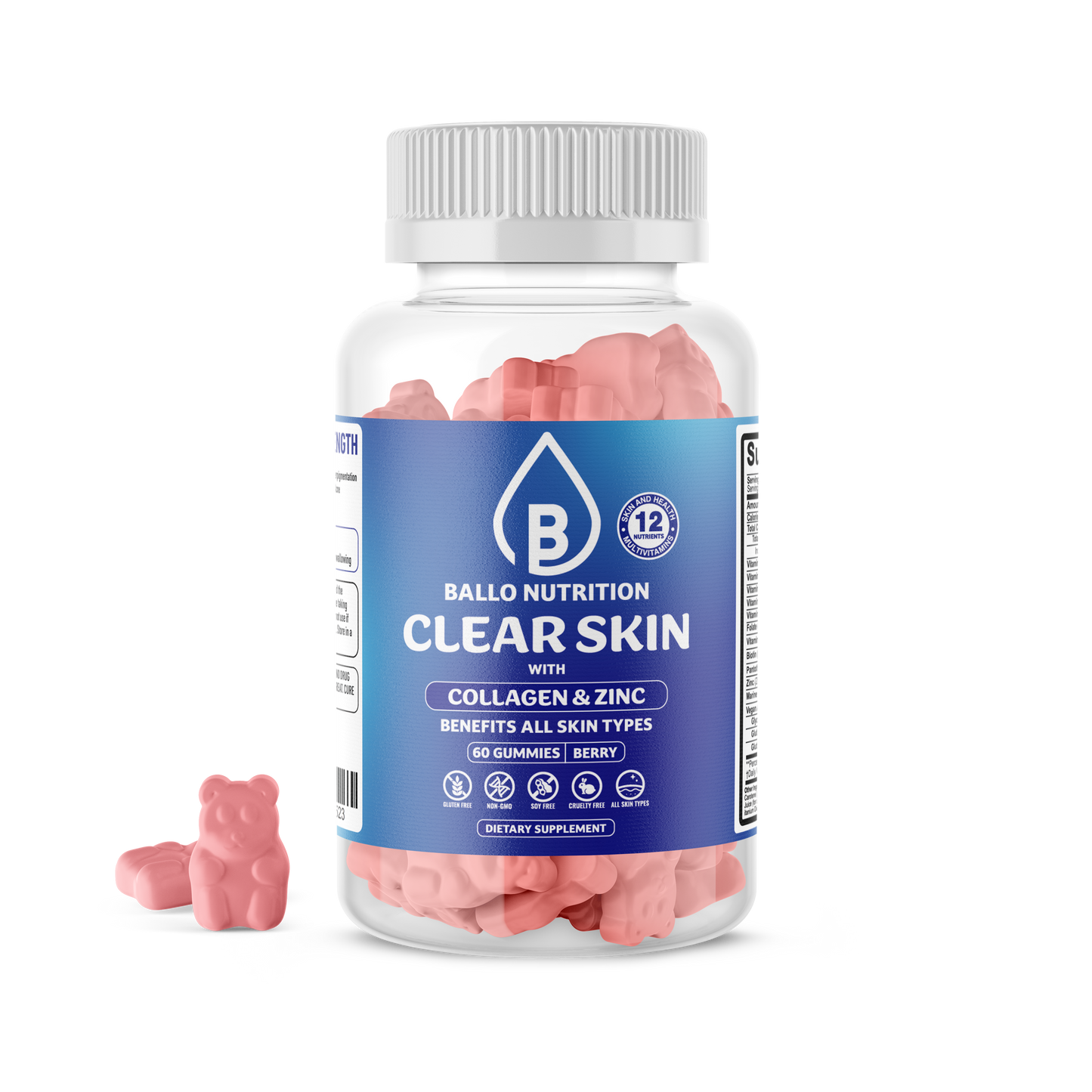 Ballo Nutrition Clear Skin Gummies 1 Month Supply